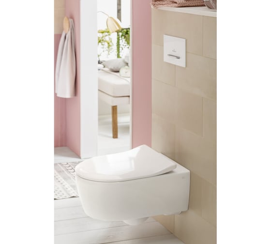 Подвесной унитаз Villeroy & Boch Avento с крышкой-сиденьем Slimseat 5656RSR1