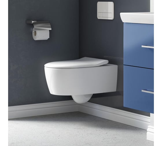Подвесной унитаз Villeroy & Boch Avento с крышкой-сиденьем Slimseat 5656RSR1