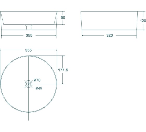 Накладной умывальник Point Виктория 37, круглый, золото брашированное, PN43064GB