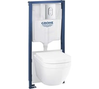 Набор GROHE Rapid SL 5 в 1: инсталляция 38528001+3855800M, Euro Ceramic унитаз 39328000, сиденье 39330001, панель Arena Cosm 38844000, звукоизоляция 36501000 00000140163