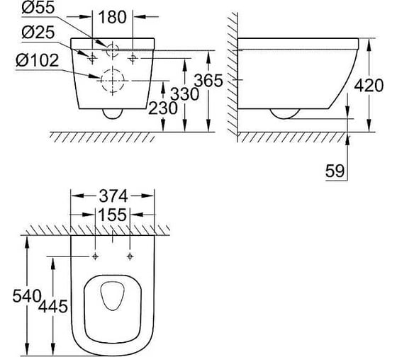 Набор GROHE Rapid SL 5 в 1: инсталляция 38528001+3855800M, Euro Ceramic унитаз 39328000, сиденье 39330001, панель Arena Cosm 38844000, звукоизоляция 36501000 00000140163