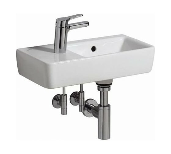 Раковина GEBERIT 276350000 Renova Compact с полочкой слева, с отверстием под смеситель 00000045319