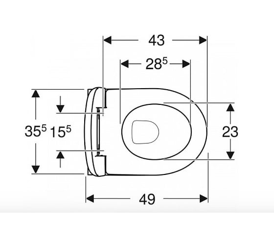 Комплект подвесного безободкового унитаза GEBERIT 500.803.00.1 Renova Compact Rimfree T 00000080298