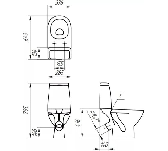 Унитаз-компакт Cersanit GRANTA 31 43985 S-KO-GRA031-3/6-DL-n-w 00000071434