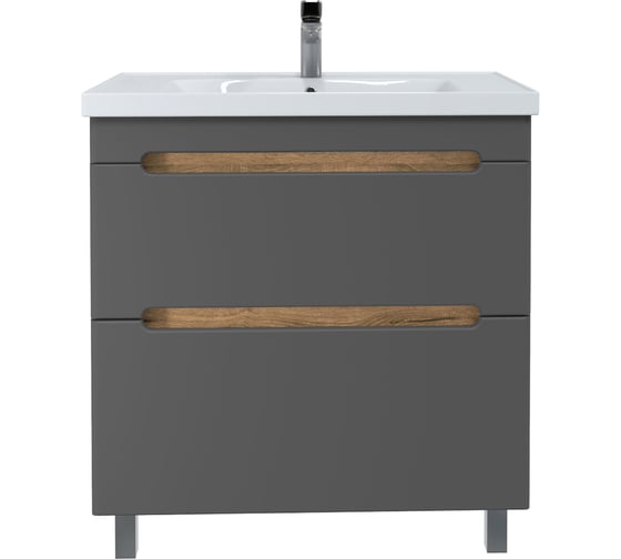 Напольная тумба для ванной комнаты Sanstar Diva 70 с раковиной Грейс 70 (комплект) Дуб вотан, графит софт 459.1-1.4.1.КГРЕ 1
