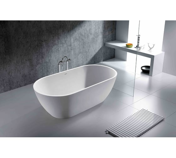 Ванна Azario SOLID SURFACE из искусственного камня, с хромированным сифоном, 1800x800x540 мм YL6062 00062768