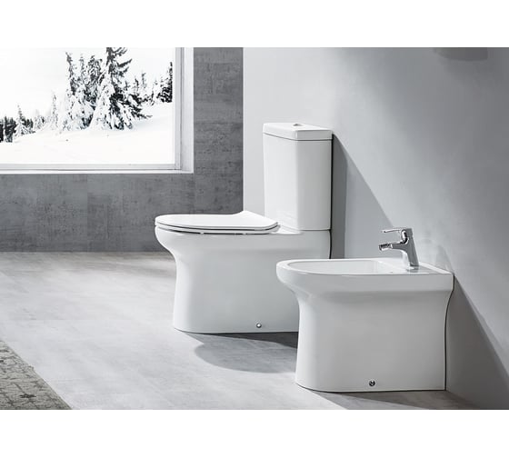 Унитаз-компакт Creo Ceramique ARCHI безободковый, с тонкой крышкой, микролифт 380x680x820 AR1002R+RE1001T(UF3010)+AR1003 00043305