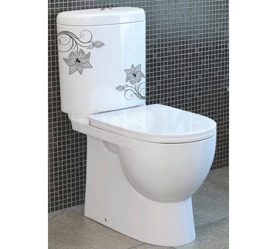 Унитаз-компакт Sanita Luxe Art Flora микролифт быстросъемное 00012472 16471929