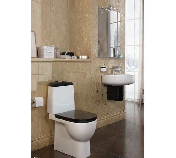Унитаз-компакт Sanita Luxe Best с сиденьем микролифт, быстросъемное 00017407 WC.CC/Best/2-DM/BLK.G/S1