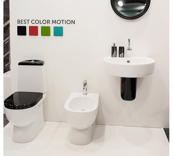 Унитаз-компакт Sanita Luxe Best с сиденьем микролифт, быстросъемное 00017407 WC.CC/Best/2-DM/BLK.G/S1