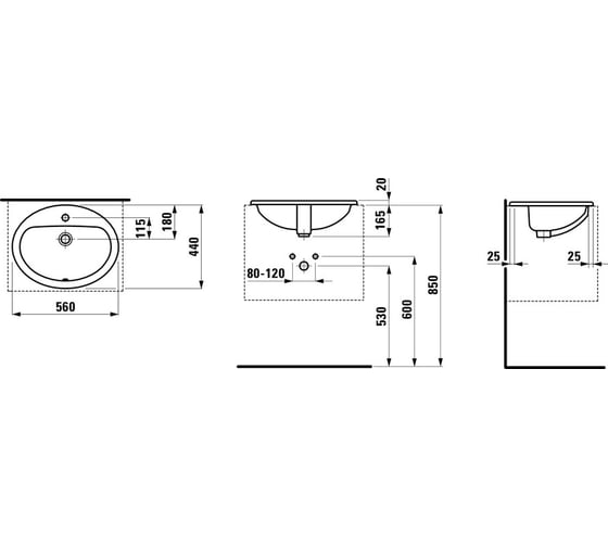 Накладная раковина Laufen PRO 56 белая 8139510001041 00033095