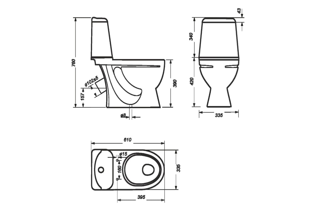 Унитаз-компакт Sanita Идеал комфорт белый, сидение Wirquin ДМ, креплен ...