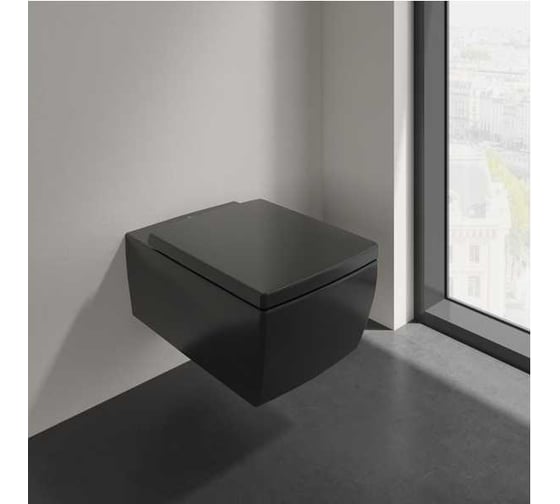 Подвесной унитаз Villeroy & Boch 4633 R0 R7 Memento 2.0 Pure Black, CeramicPlus (без сиденья) Villeroy&Boch (335925) 00335925