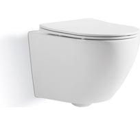 Подвесной унитаз IBERICA BLANCA BILBAO безободковый белый, тонкое сиденье дюропласт, soft close, IB.BLB.231.1B1