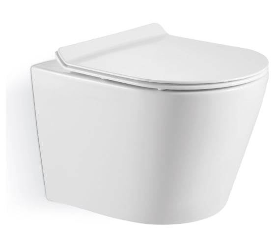 Подвесной унитаз IBERICA BLANCA BURGOS Mini белый, торнадо, тонкое сиденье дюропласт, soft close, IB.BRM.234.1B1
