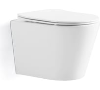 Подвесной унитаз IBERICA BLANCA BURGOS безободковый белый, тонкое сиденье дюропласт, soft close, IB.BRG.231.1B1