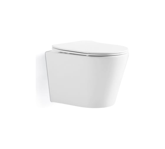 Подвесной унитаз IBERICA BLANCA BURGOS безободковый белый, тонкое сиденье дюропласт, soft close, IB.BRG.231.1B1