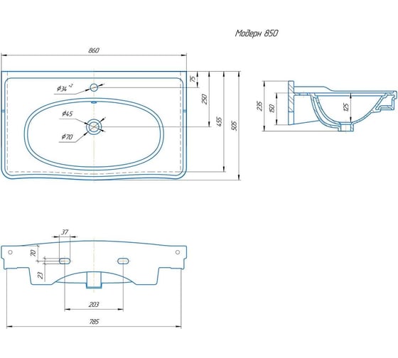 Раковина ASB Woodline Модерн 850 23419