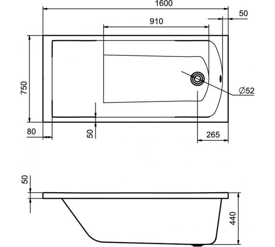 Акриловая ванна Santek ФИДЖИ прямоугольная, 160х75 см, белая 1WH501597 00057202