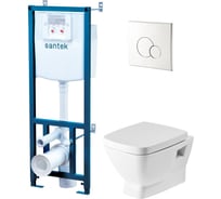 Подвесной унитаз Santek Пэк "Нео" с сиденьем, инсталляция, панель хром глянец 1WH501543 00052057