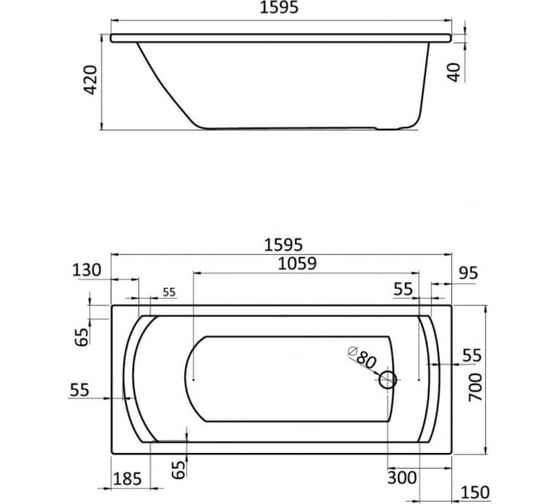 Акриловая ванна Santek МОНАКО прямоугольная, 160х70 см, белая 1WH111977 00025781