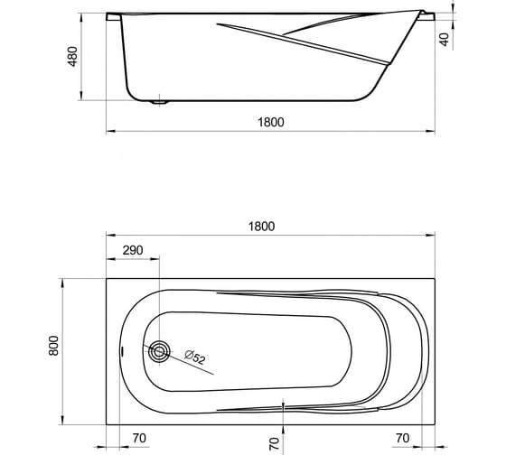 Акриловая ванна Santek КАСАБЛАНКА XL прямоугольная, 180x80 см 1WH302482 00052904