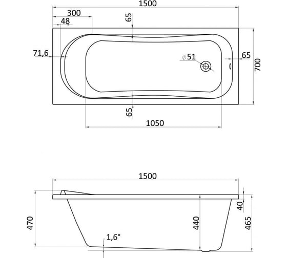 Акриловая ванна Santek ТЕНЕРИФЕ прямоугольная 150х70 белая 1WH302213 00041362