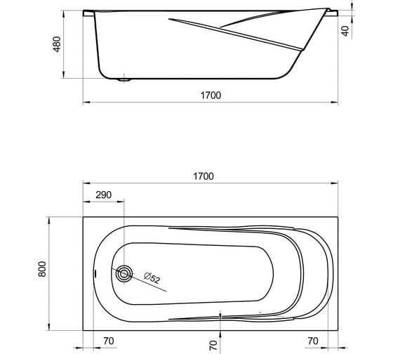 Акриловая ванна Santek КАСАБЛАНКА XL прямоугольная, 170x80 см 1WH302441 00046640