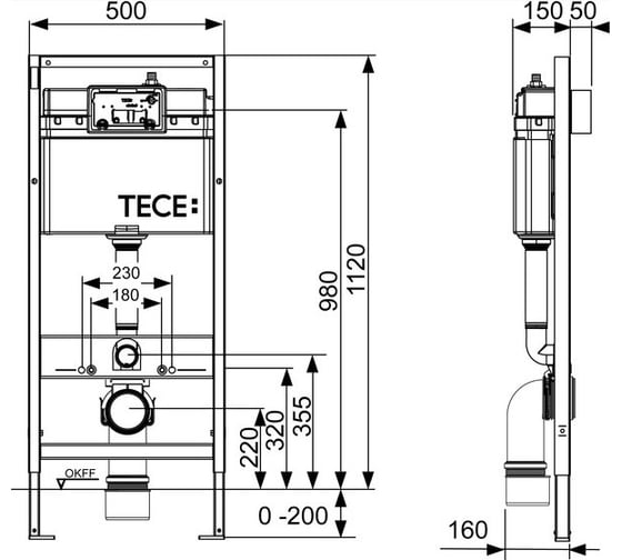 Инсталляция с панелью смыва TECE Loop белая, комплект K400600