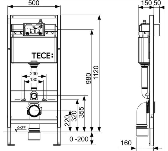 Инсталляция с панелью смыва TECE Loop хром глянцевая, комплект K400626