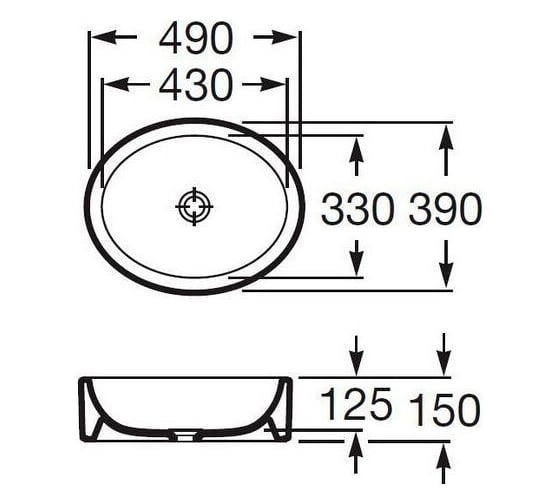 Раковина Roca FUEGO 490х390х150 мм., накладная 00011946
