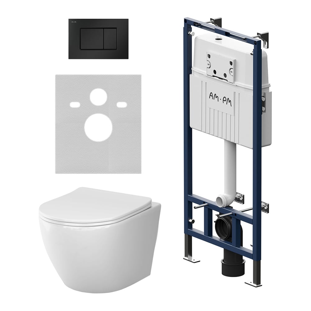 ИнсталляцияAM.PMMasterFitсклавишейSчерныйматовый,сподвеснымунитазомLikeAquaspin,ссиденьеммикролифтIS100238.801900