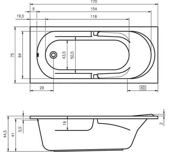 Акриловая ванна RIHO FUTURE 170 B073001005
