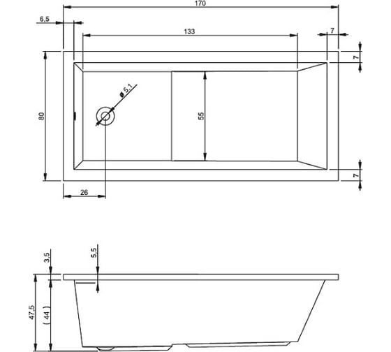 Акриловая ванна RIHO LUSSO PLUS 170 B006001005