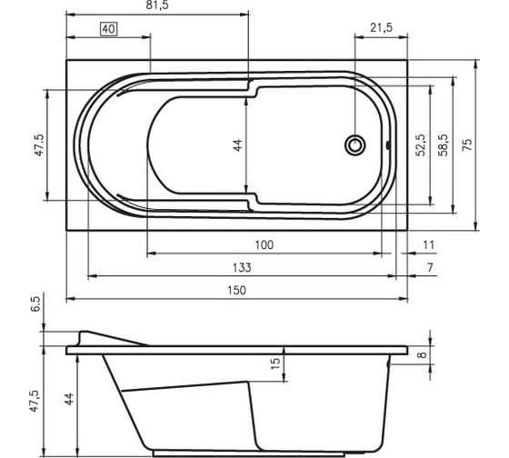 Акриловая ванна RIHO COLUMBIA 150 B002001005