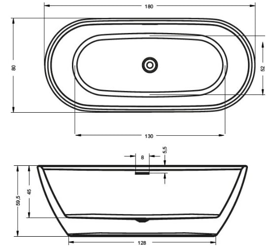 Акриловая ванна RIHO INSPIRE FS 180x80 B085001005