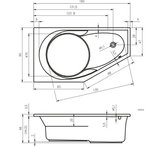 Акриловая ванна RIHO YUKON R B008001005