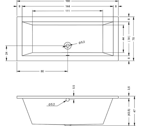 Акриловая ванна RIHO LUSSO 160-70 B013001005