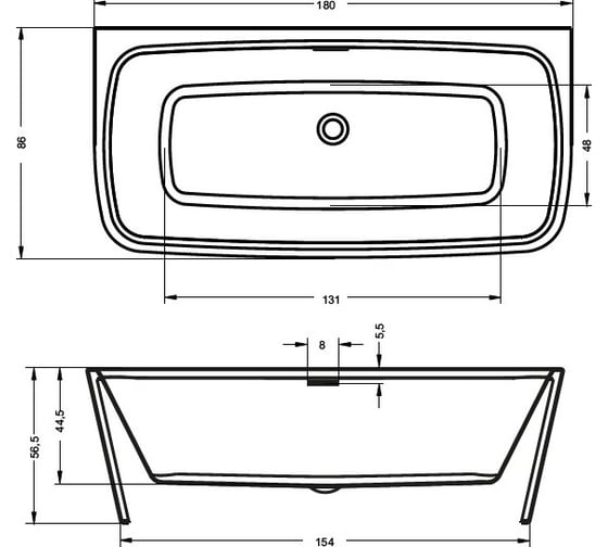Акриловая ванна RIHO ADORE FS 180x86 B086001005
