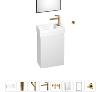 Подвесная мебельная тумба с раковиной Wellsee для ванной комнаты или туалета WC Area в наборе 8 в 1 202010481