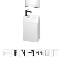 Подвесная мебельная тумба с раковиной Wellsee для ванной комнаты или туалета WC Area в наборе 7 в 1 202010508