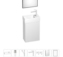 Подвесная мебельная тумба с раковиной Wellsee для ванной комнаты или туалета WC Area в наборе 7 в 1 202010478