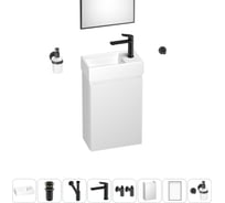 Подвесная мебельная тумба с раковиной Wellsee для ванной комнаты или туалета WC Area в наборе 9 в 1 202010484