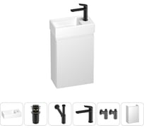Подвесная мебельная тумба с раковиной Wellsee для ванной комнаты или туалета WC Area в наборе 6 в 1 202010472