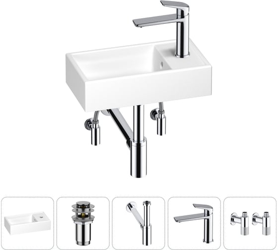 Маленькая раковина для ванной комнаты или туалета Wellsee WC Area в наборе 5 в 1 202010467 1