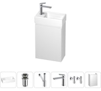 Подвесная мебельная тумба с раковиной Wellsee для ванной комнаты или туалета WC Area в наборе 6 в 1 202010503