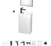 Подвесная мебельная тумба с раковиной Wellsee для ванной комнаты или туалета WC Area в наборе 8 в 1 202010512