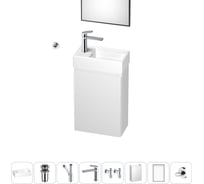 Подвесная мебельная тумба с раковиной Wellsee для ванной комнаты или туалета WC Area в наборе 8 в 1 202010511
