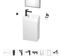Подвесная мебельная тумба с раковиной Wellsee для ванной комнаты или туалета WC Area в наборе 9 в 1 202010516