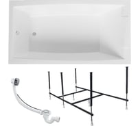 Ванна акриловая 1Marka AELITA 160x75 см, в наборе 3 в 1: прямоугольная ванна, усиленный металлический каркас, слив-перелив хром 01ае1675кс2+